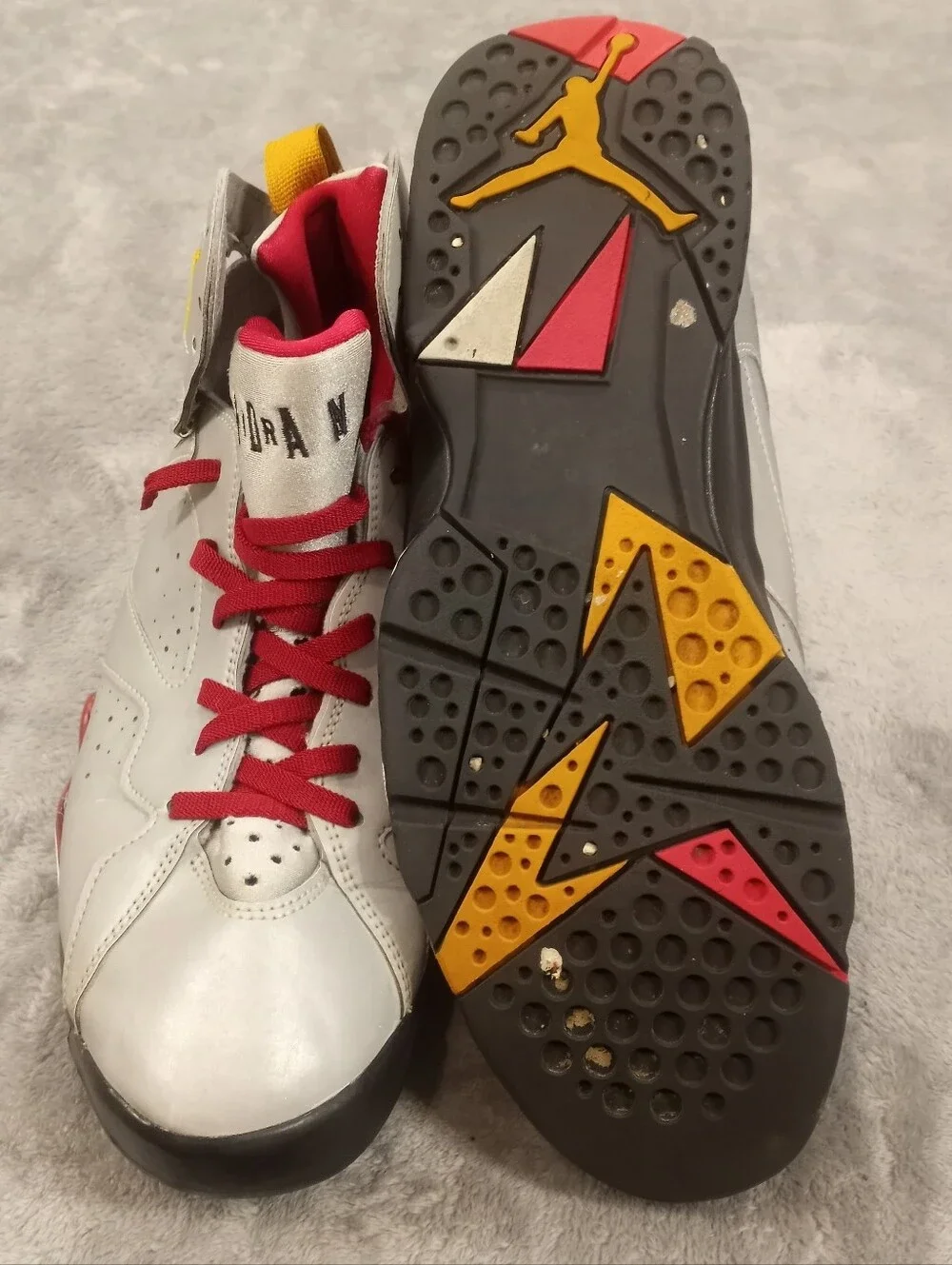 Jordan Men's' Silver/Red Retro Basketball Shoes Size 10
